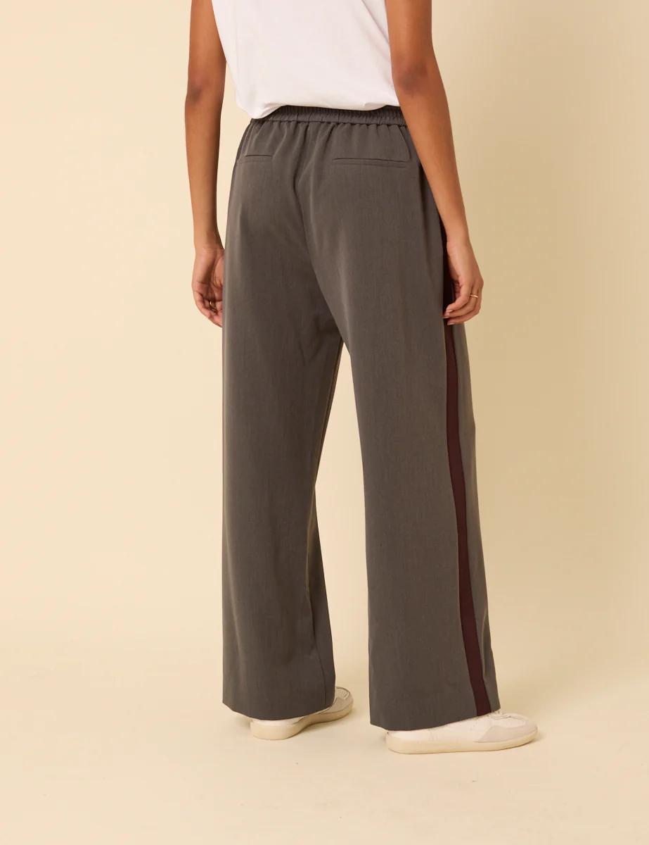 Grey Side Striped Relaxed Trousers - Image 5