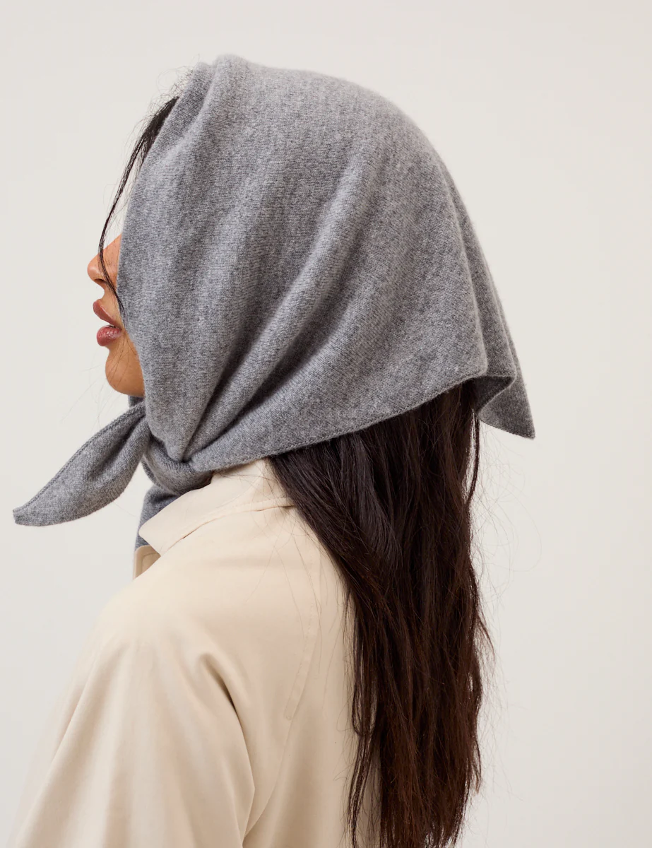 Grey Knitted Triangle Scarf - Image 5
