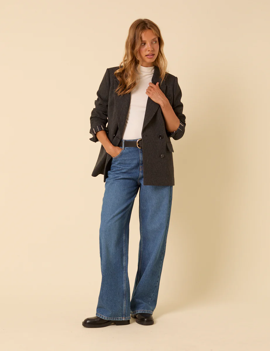 Grey Double Breasted Blazer - Image 2