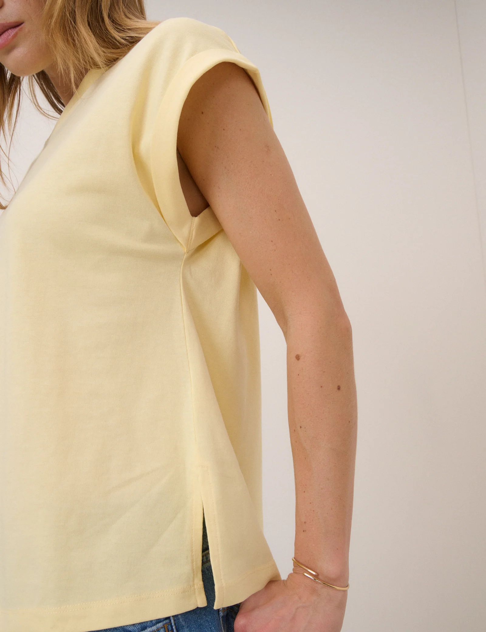 Yellow Cap Sleeve T-Shirt - Image 4