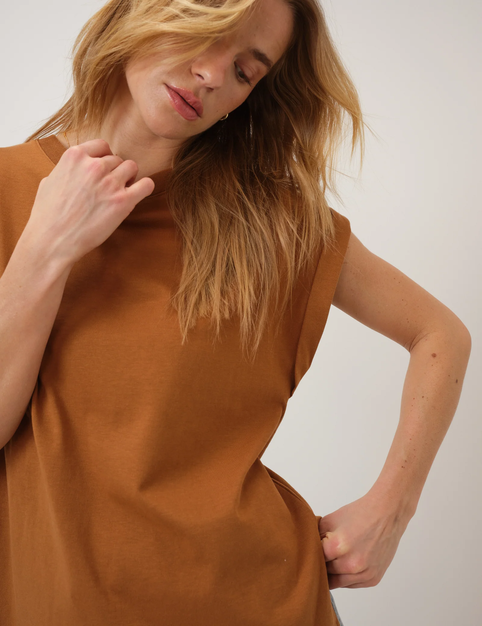 Camel Cap Sleeve T-Shirt - Image 2