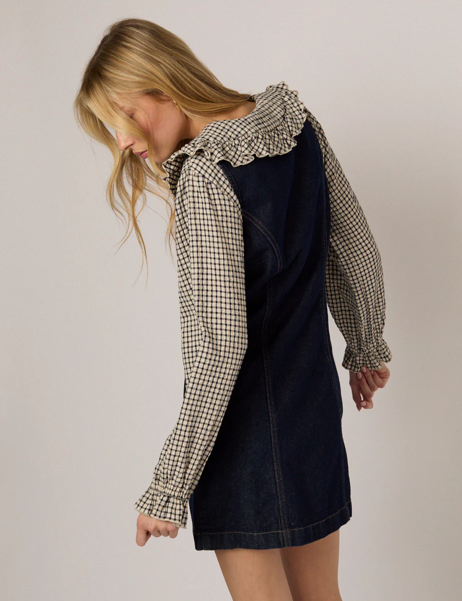 Dark Denim Fitted Mini Dress - Image 5
