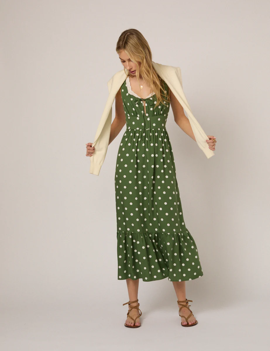 Green Polka Dot Heather Midi Dress - Image 2