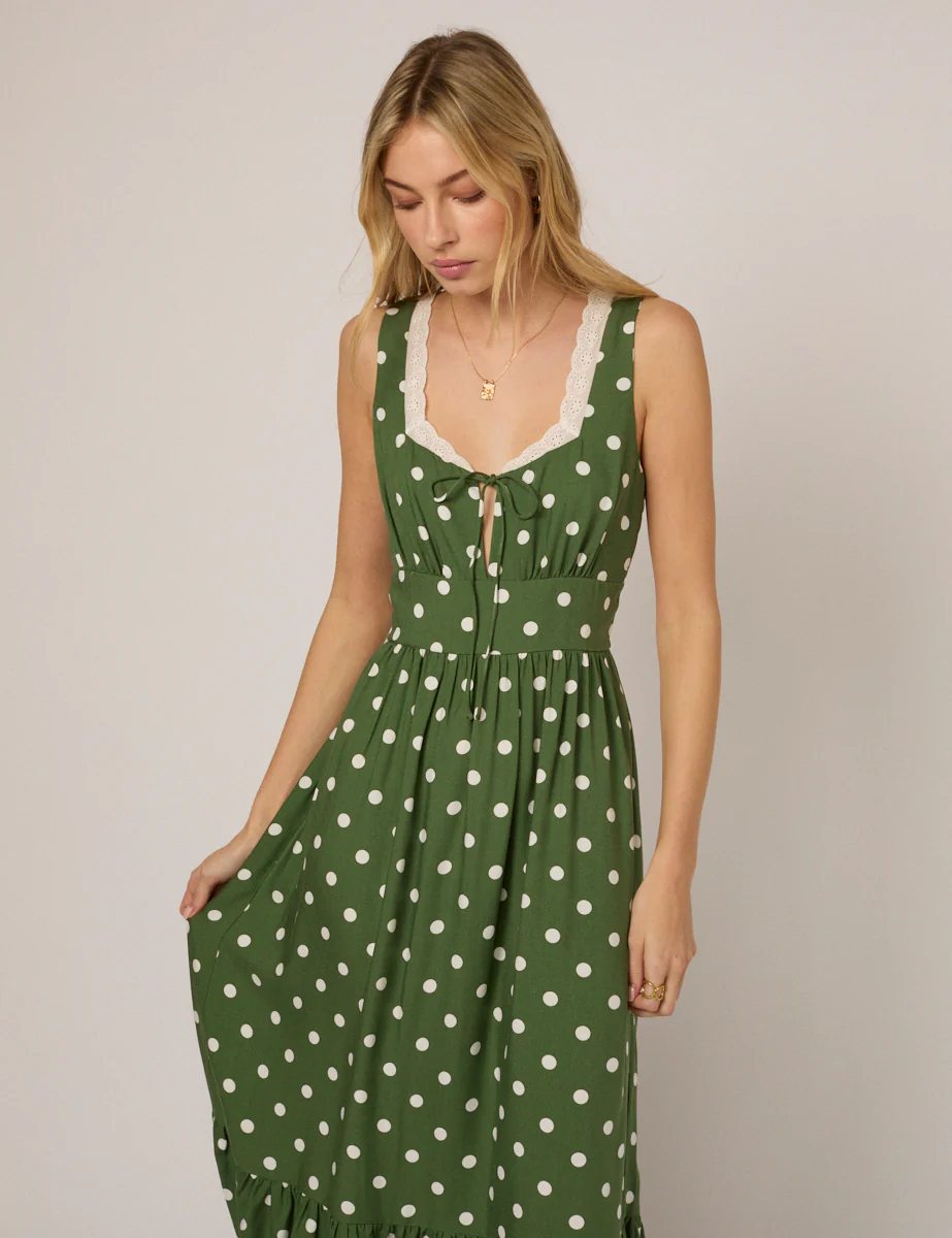 Green Polka Dot Heather Midi Dress - Image 4