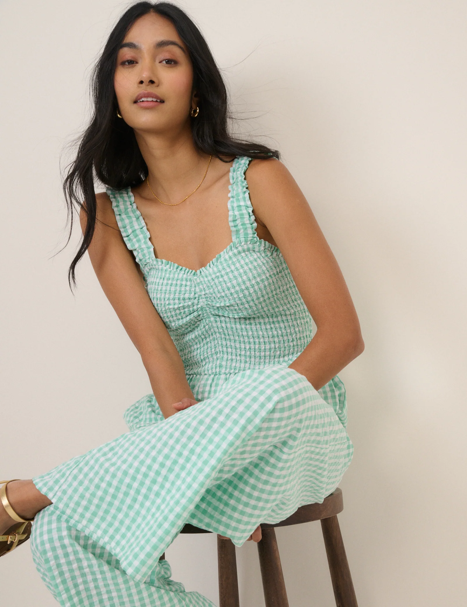 Mint Green Gingham Helena Jumpsuit - Image 2