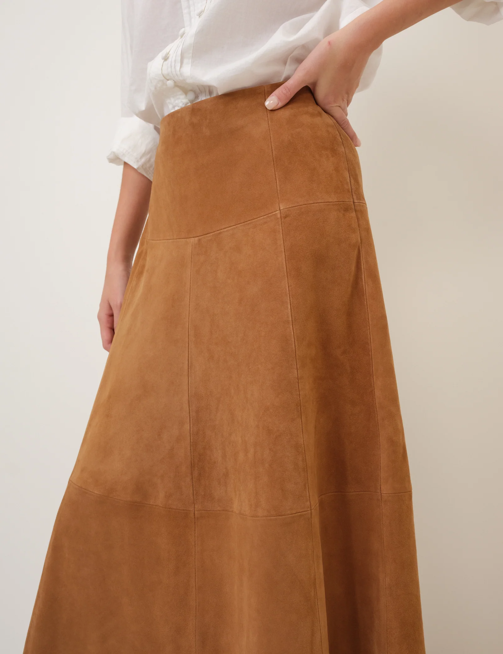 Brown Suede Midi Skirt - Image 2