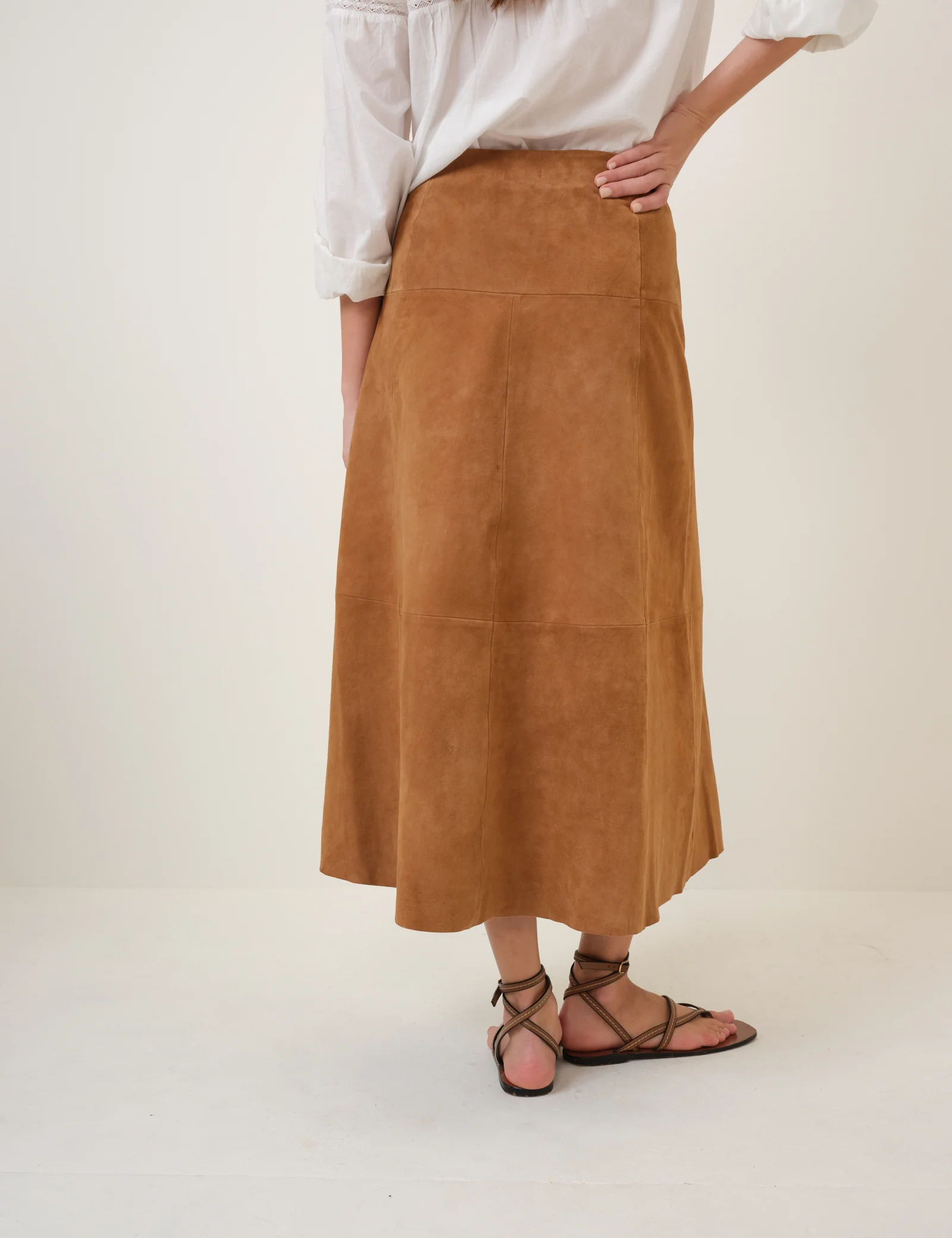 Brown Suede Midi Skirt - Image 5