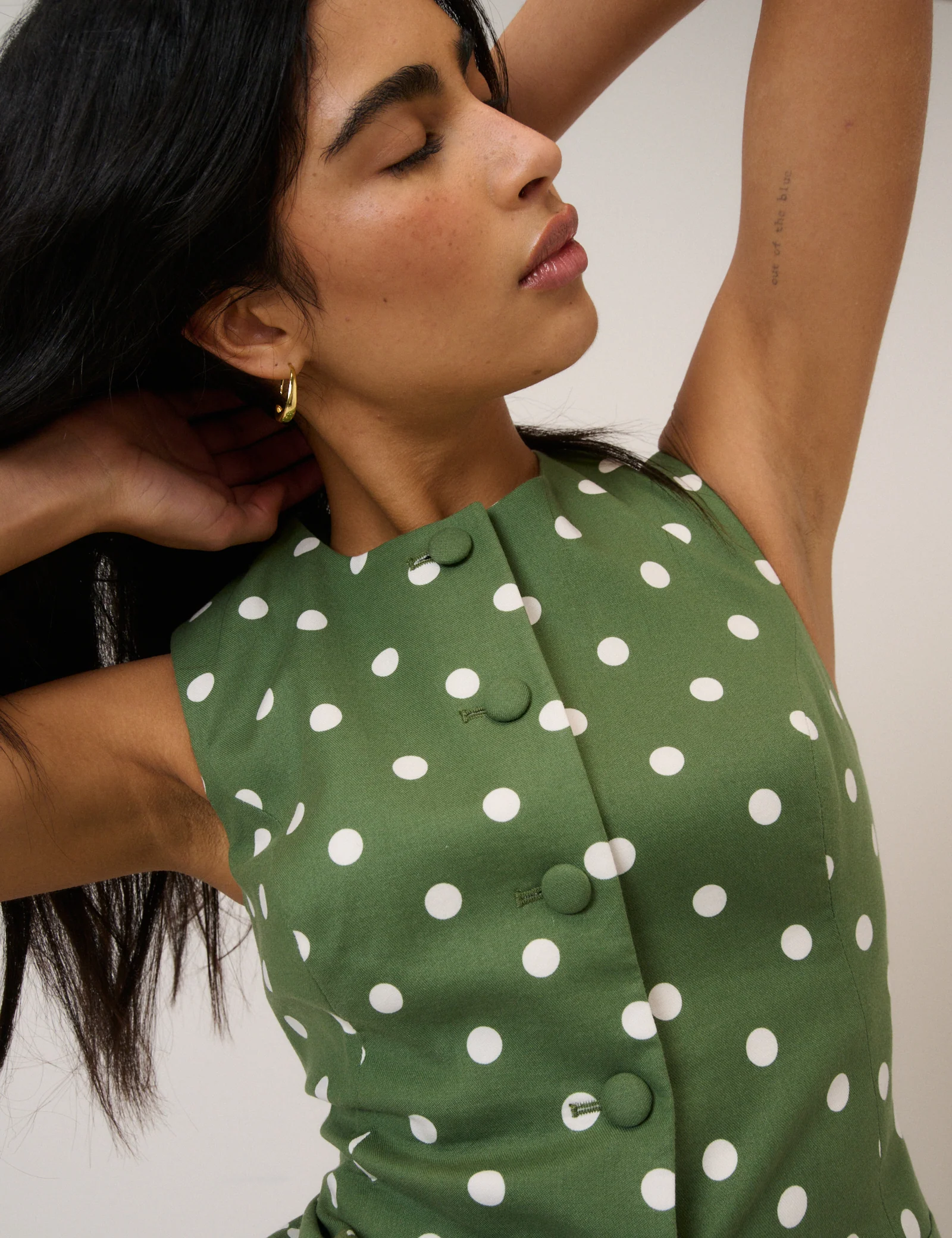 Green Polka Dot Longline Tailored Waistcoat - Image 4