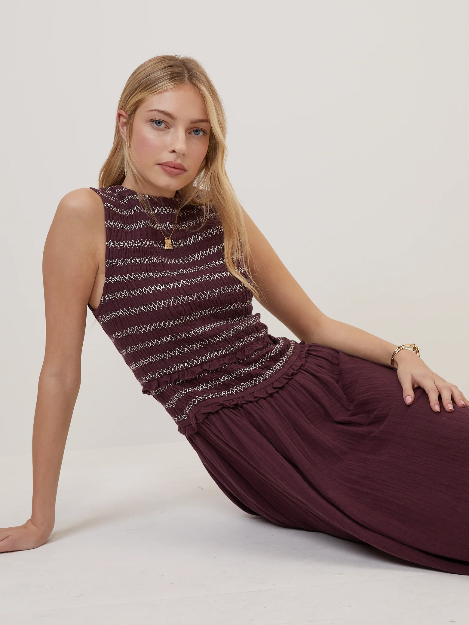 Purple Ruched Ingrid Midi Dress - Image 3