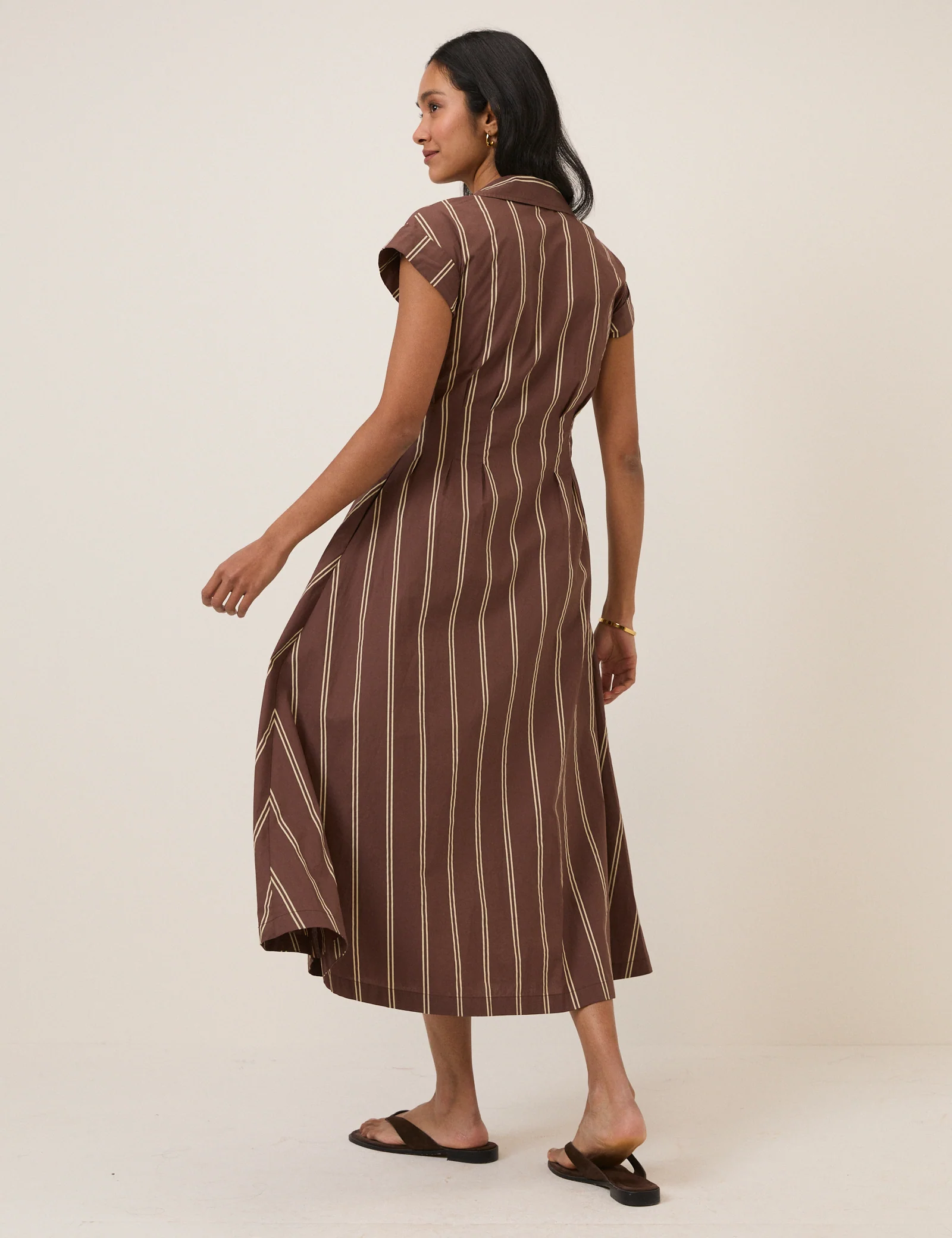 Brown Pinstripe Jane Shirt Dress - Image 6