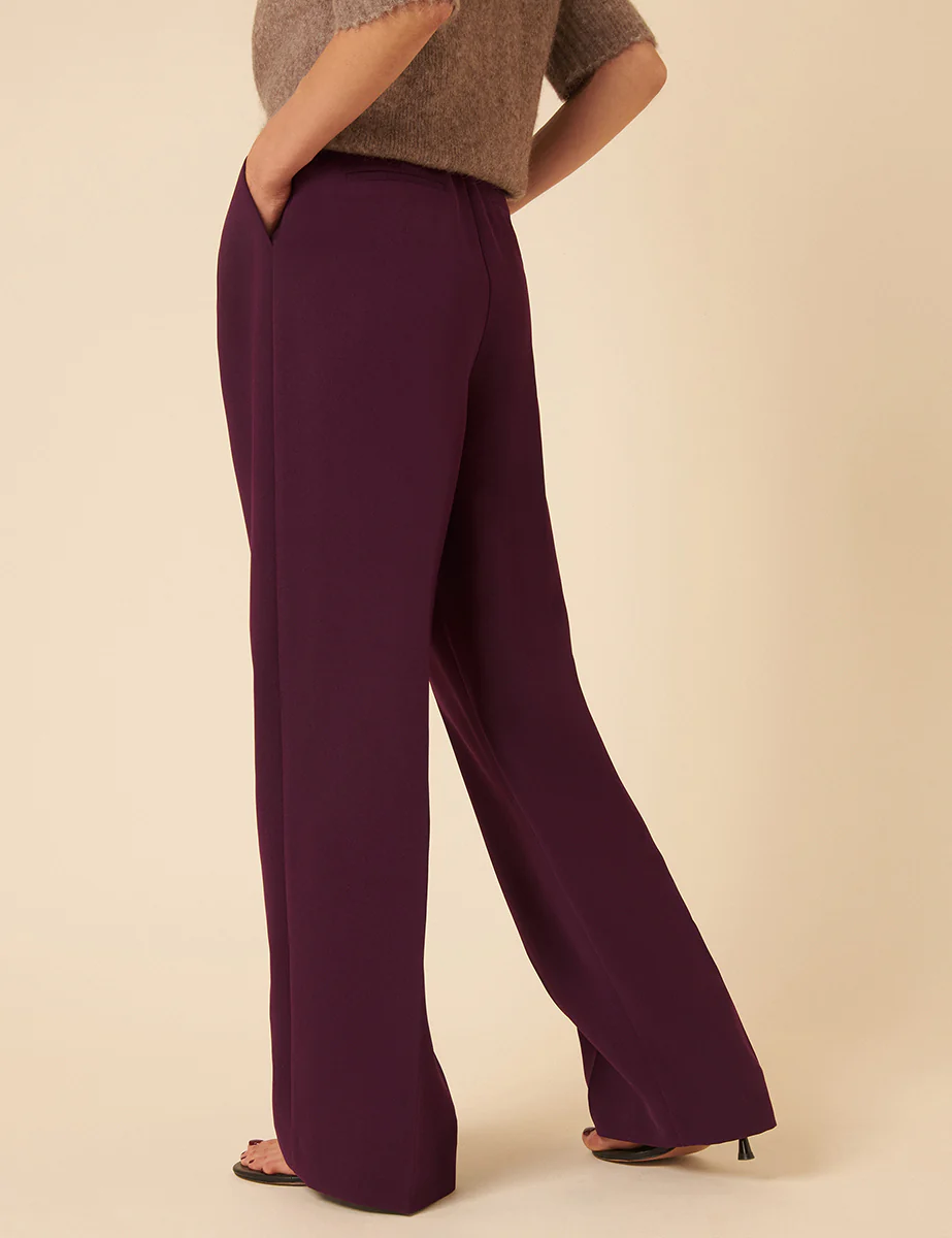 Burgundy Jax Crepe Trousers - Image 5