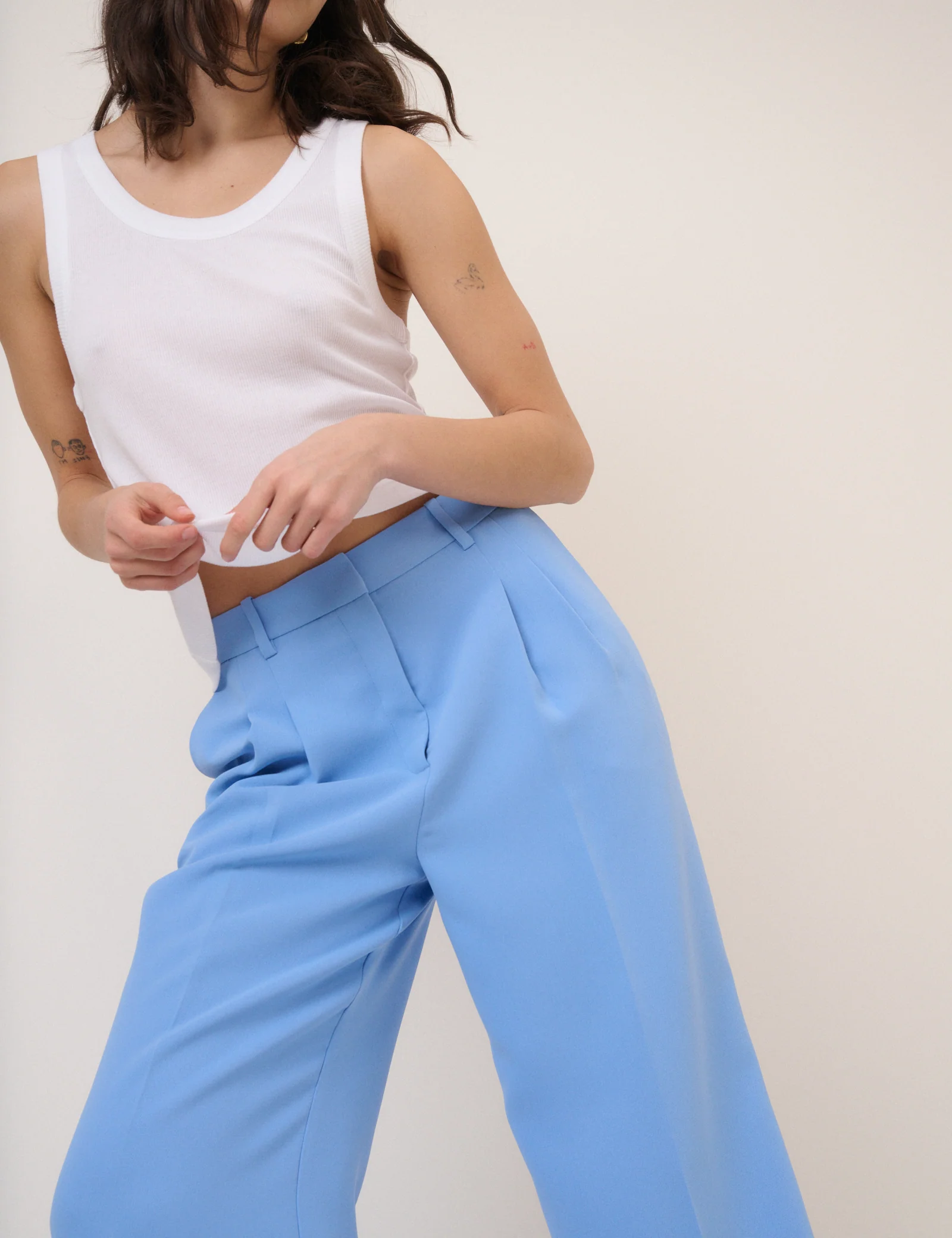 Blue Wide Leg Jax Crepe Trousers - Image 2