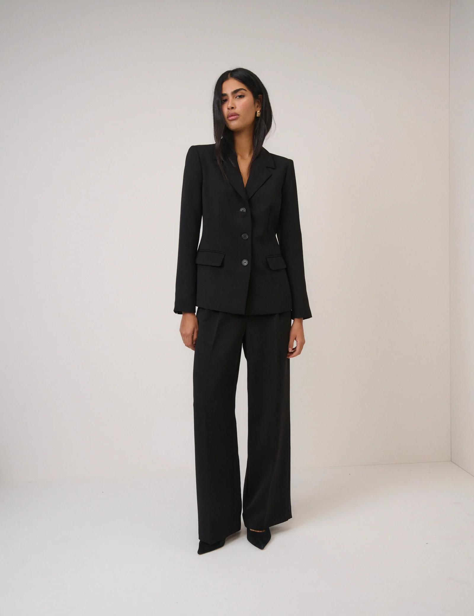Black Wide Leg Jax Crepe Trousers - Image 3