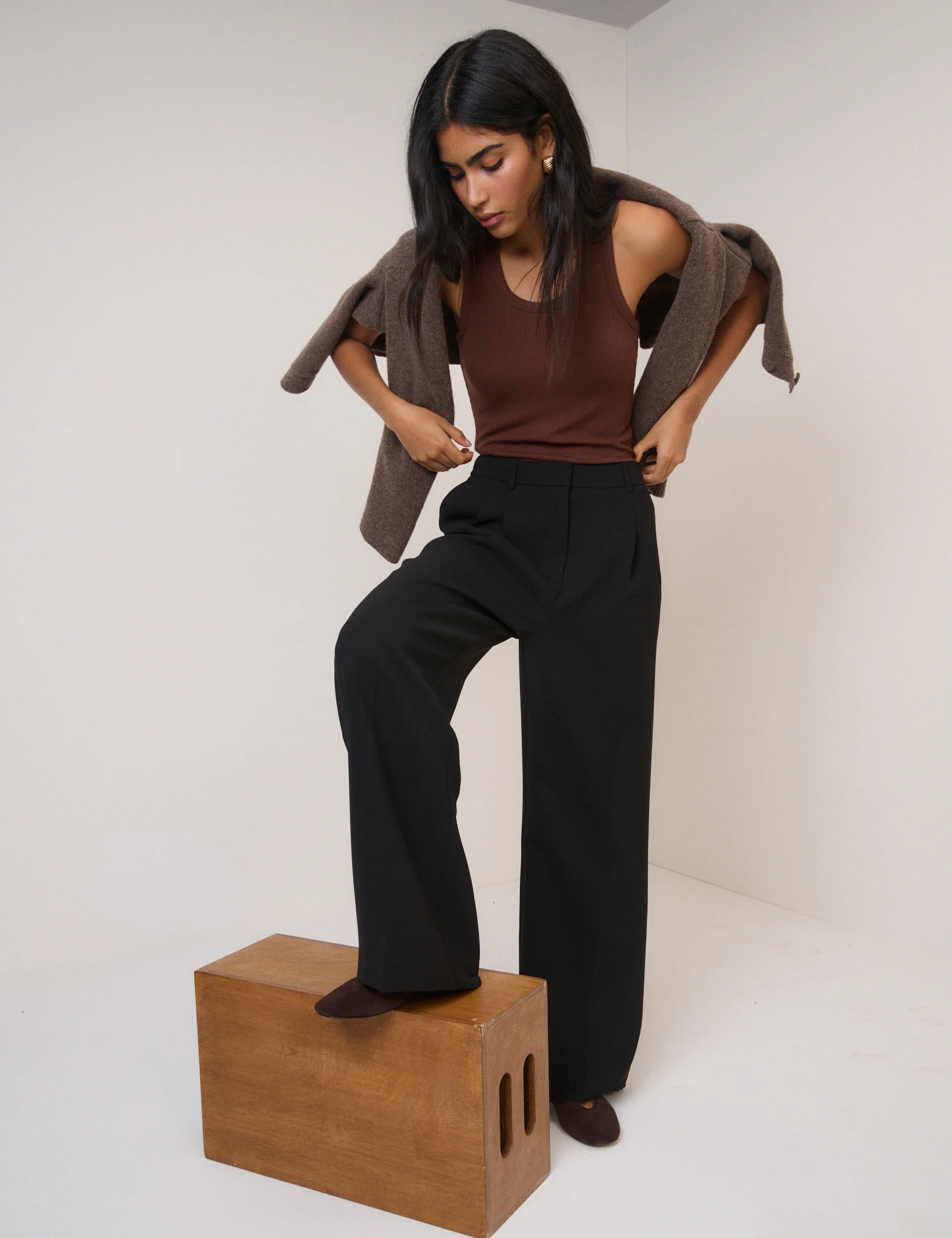 Black Wide Leg Jax Crepe Trousers - Image 4