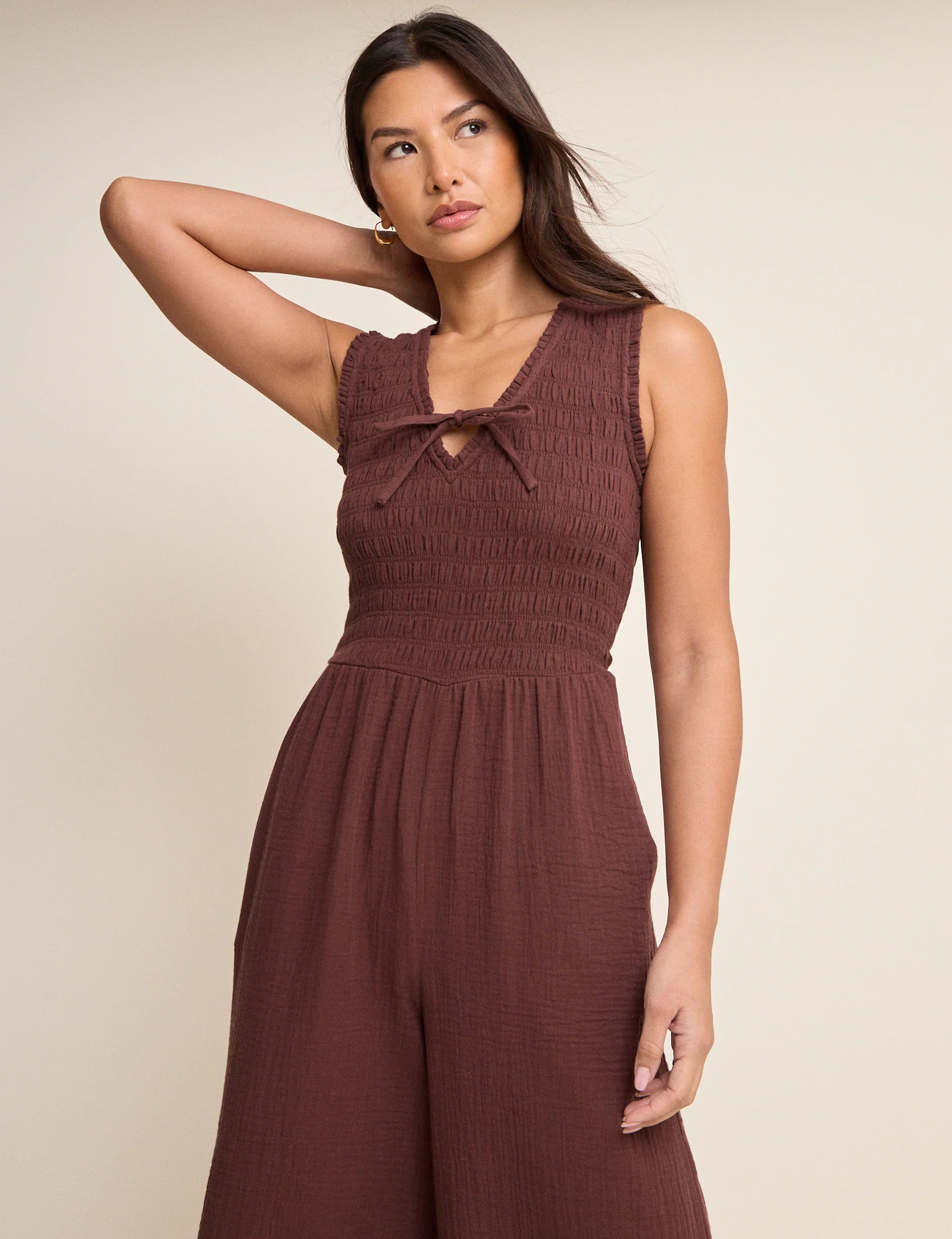 Brown Ruched Jayda Jumpsuit - Image 4