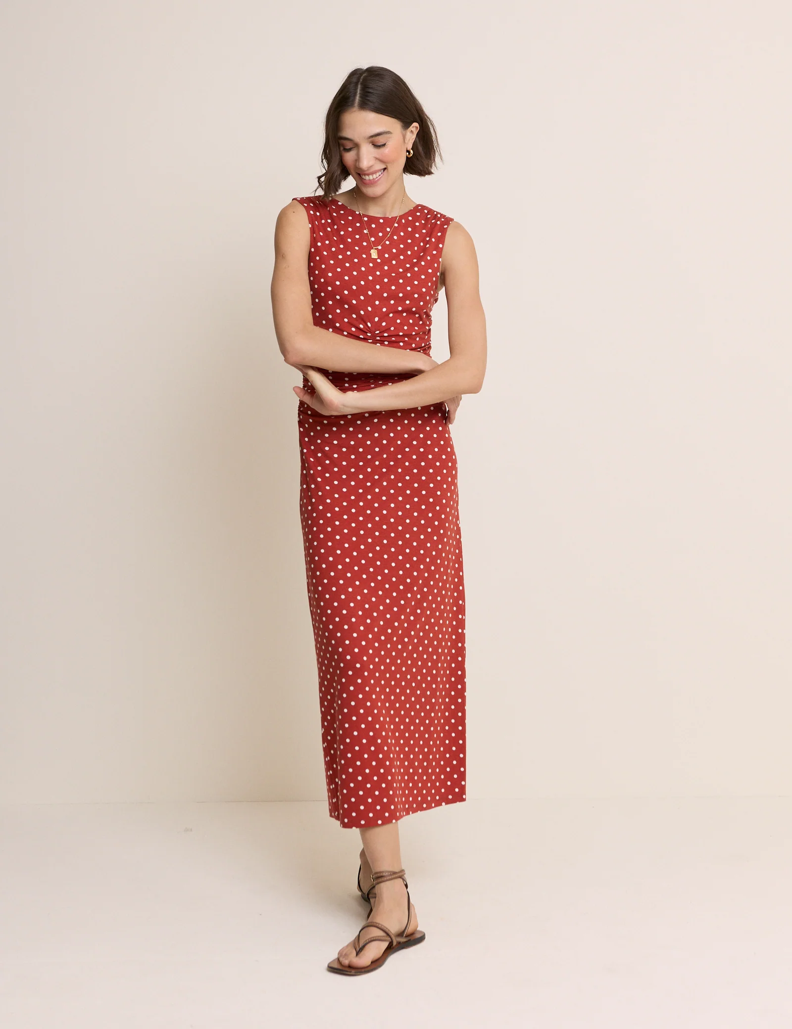 Red Polka Dot Jennifer Midi Dress