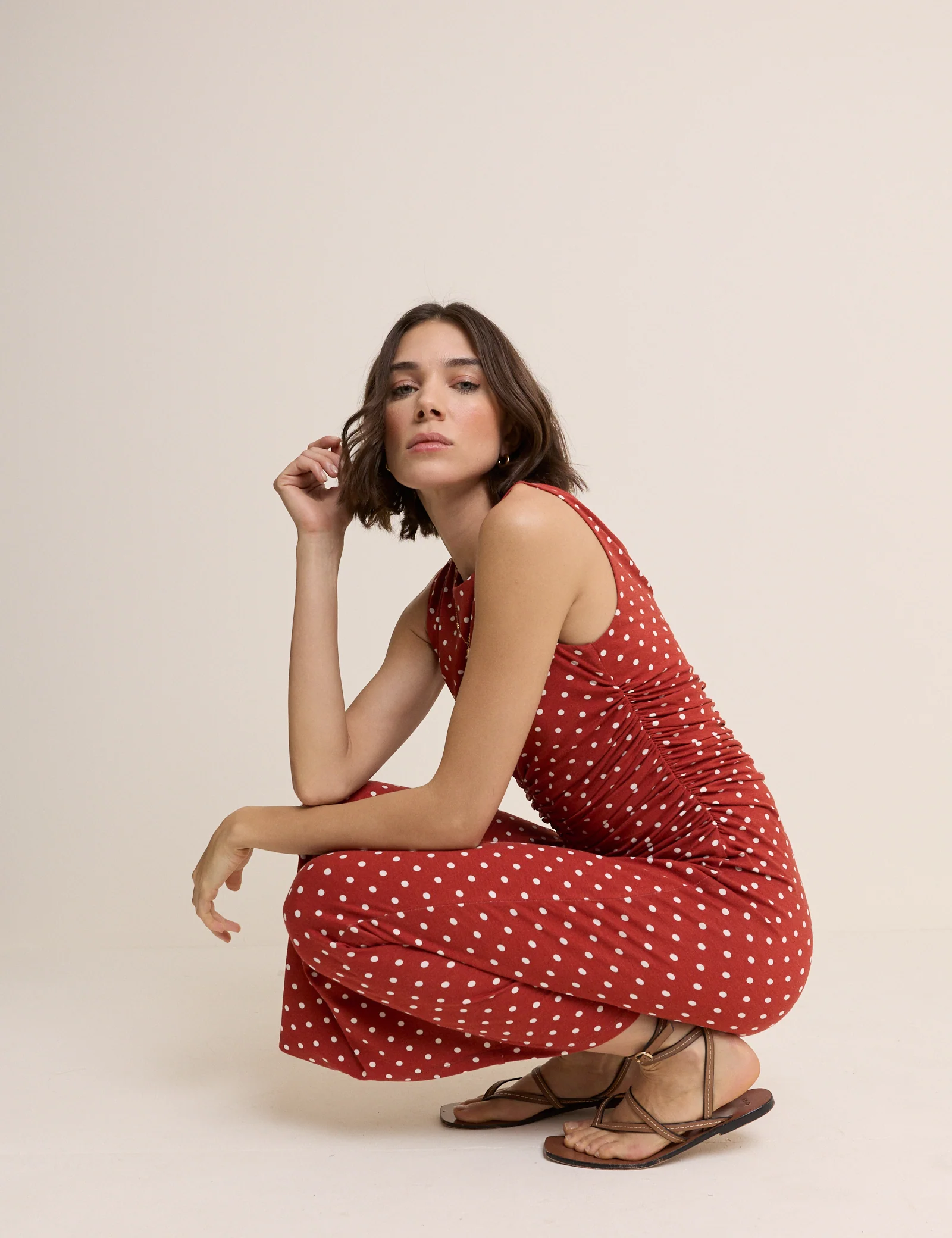 Red Polka Dot Jennifer Midi Dress - Image 5