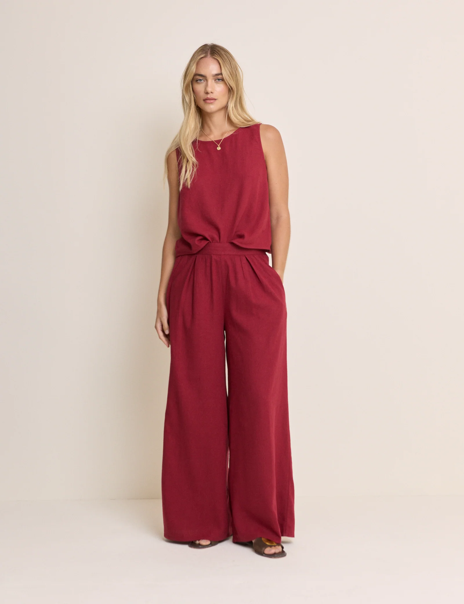 Red Wide Leg Jerrow Trousers - Image 3