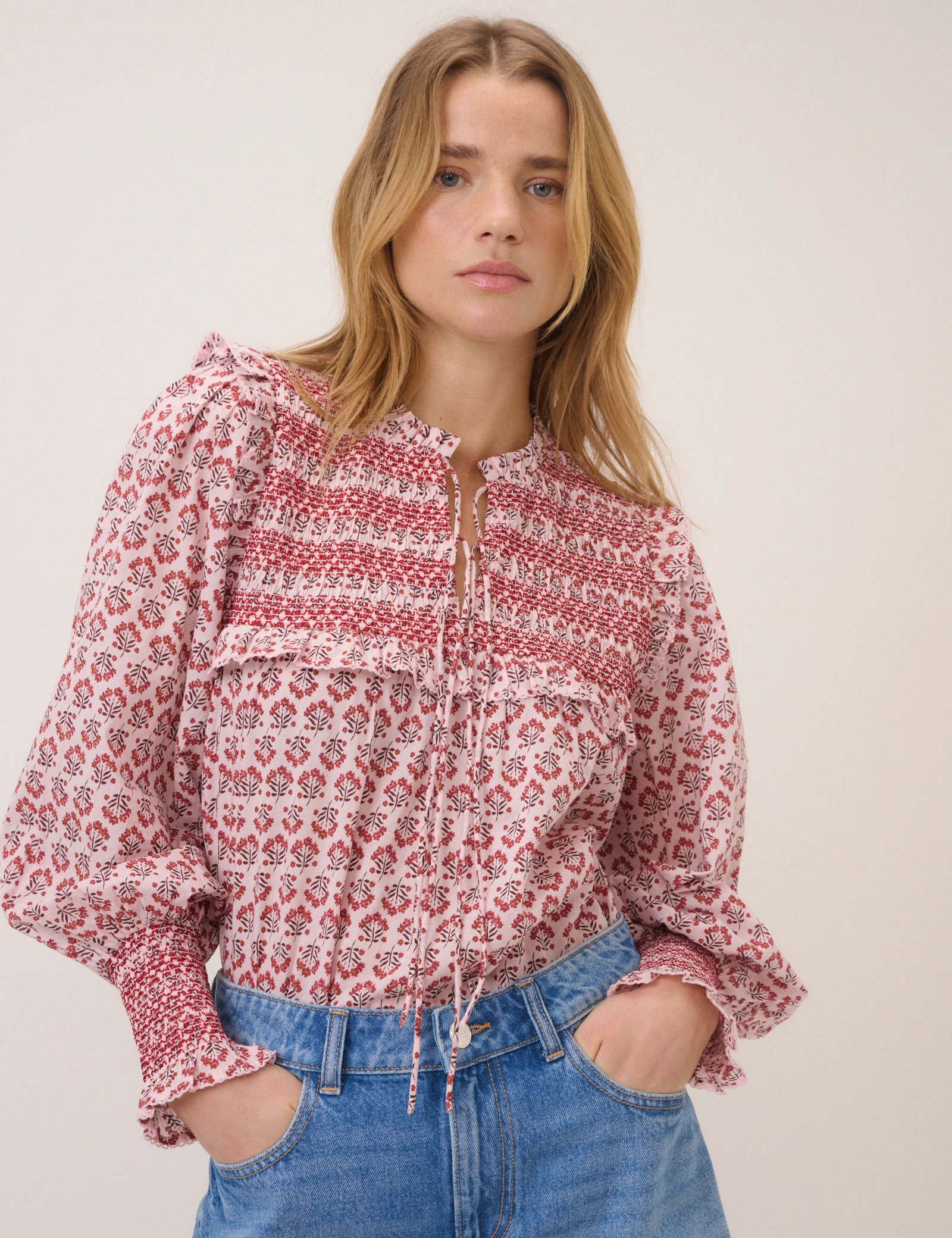Pink Shirred Blouse - Image 4