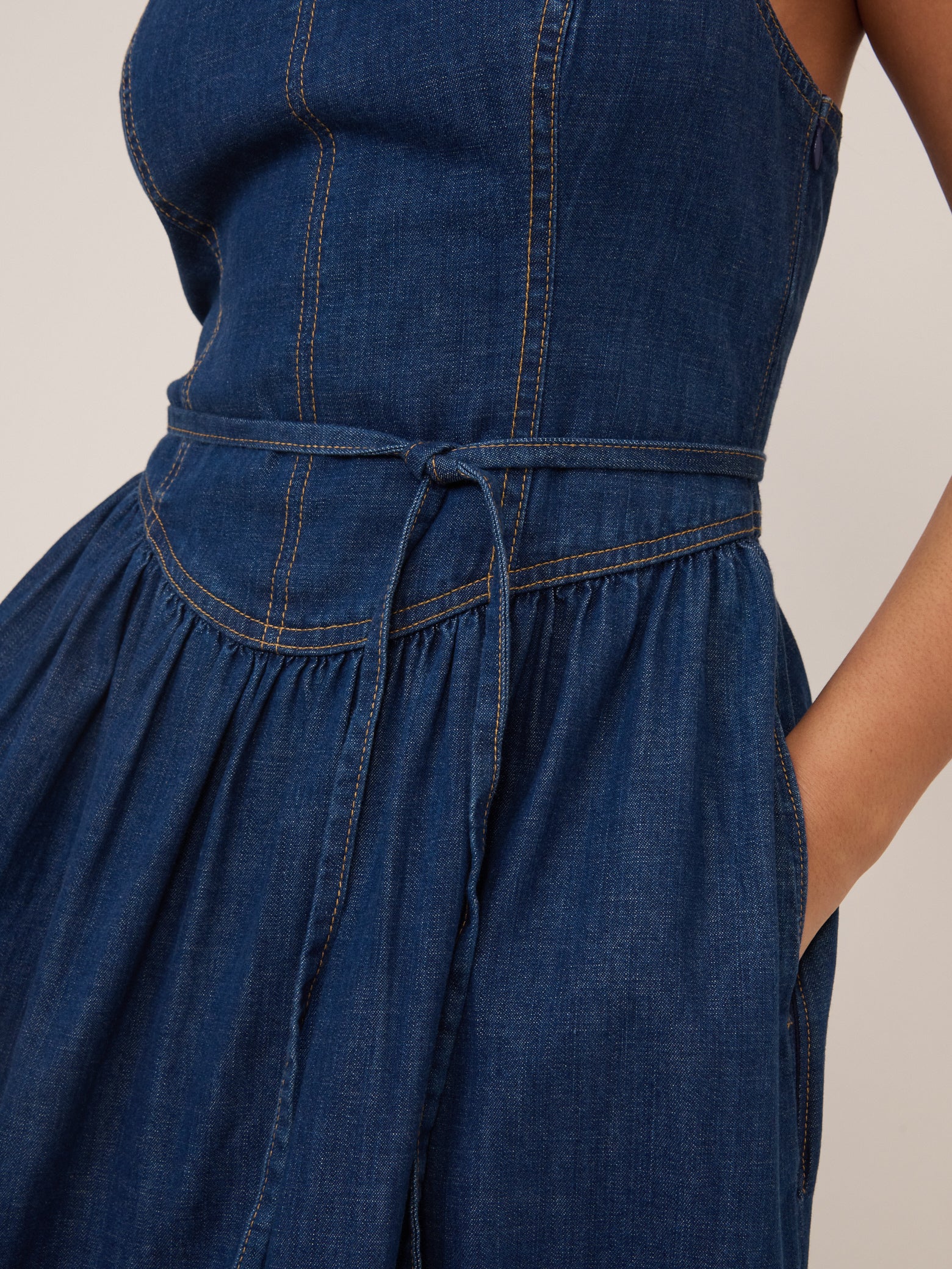 Dark Blue Denim Jones Midi Dress - Image 3