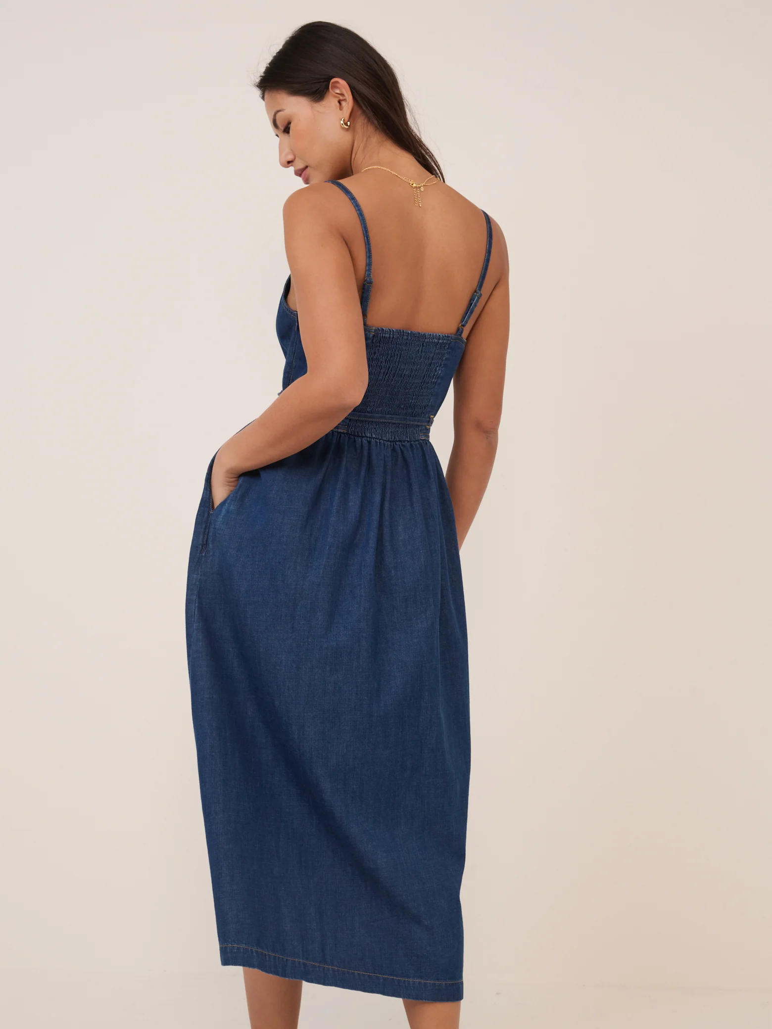 Dark Blue Denim Jones Midi Dress - Image 5