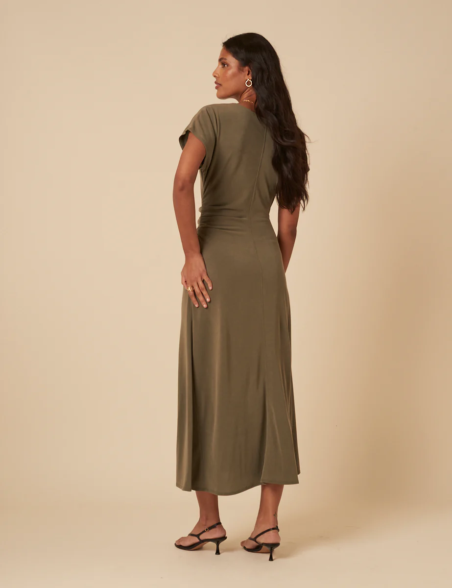 Khaki Green Ember Midi Dress - Image 3