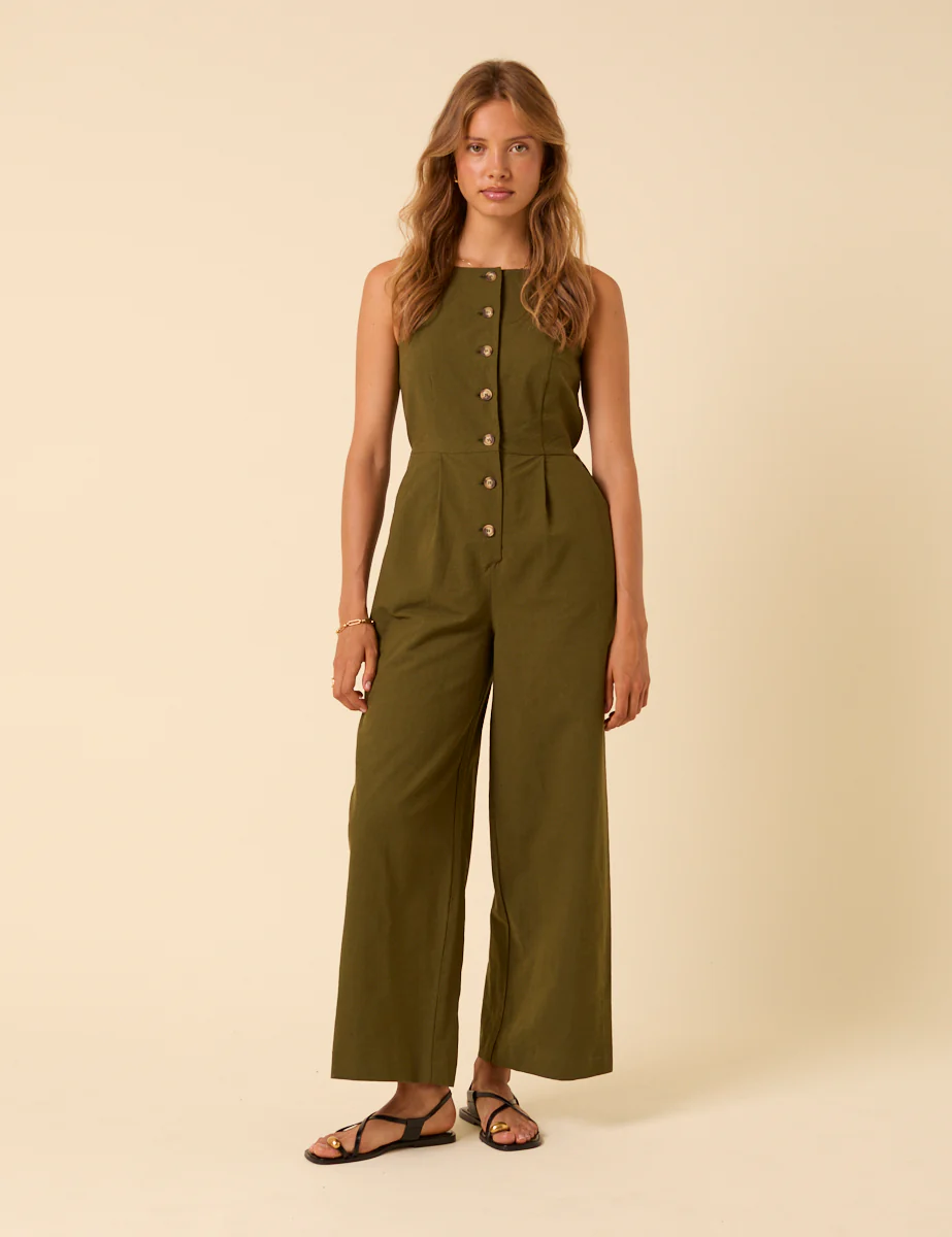 Khaki Green Tailored Peri Jumpsuit