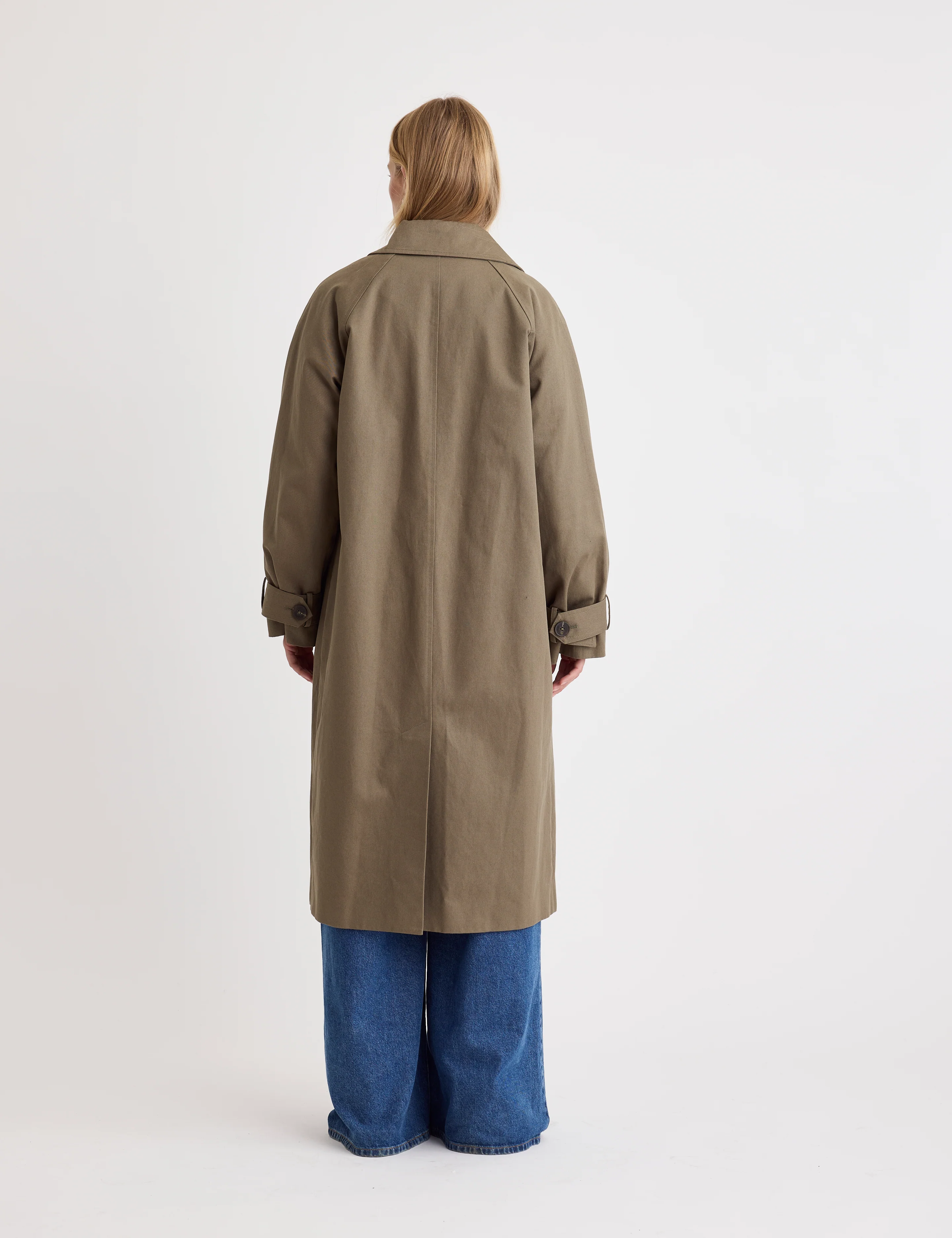 Khaki Oversized Single Breasted Trench Coat - Image 6