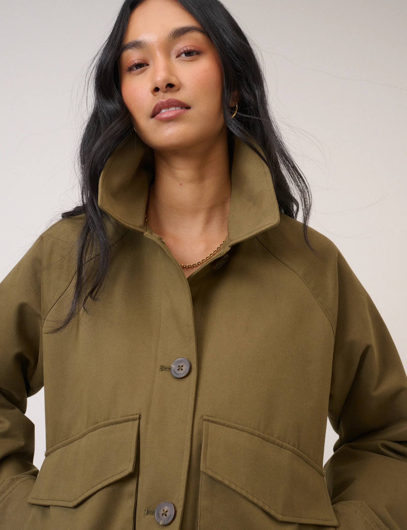 Khaki Green Bow Detail Jacket - Image 4