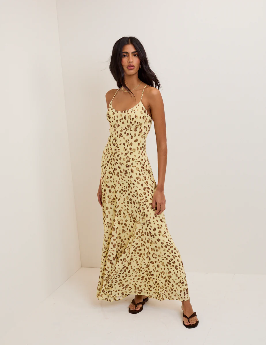 Butter Yellow Leopard Print Kiki Midi Dress - Image 2