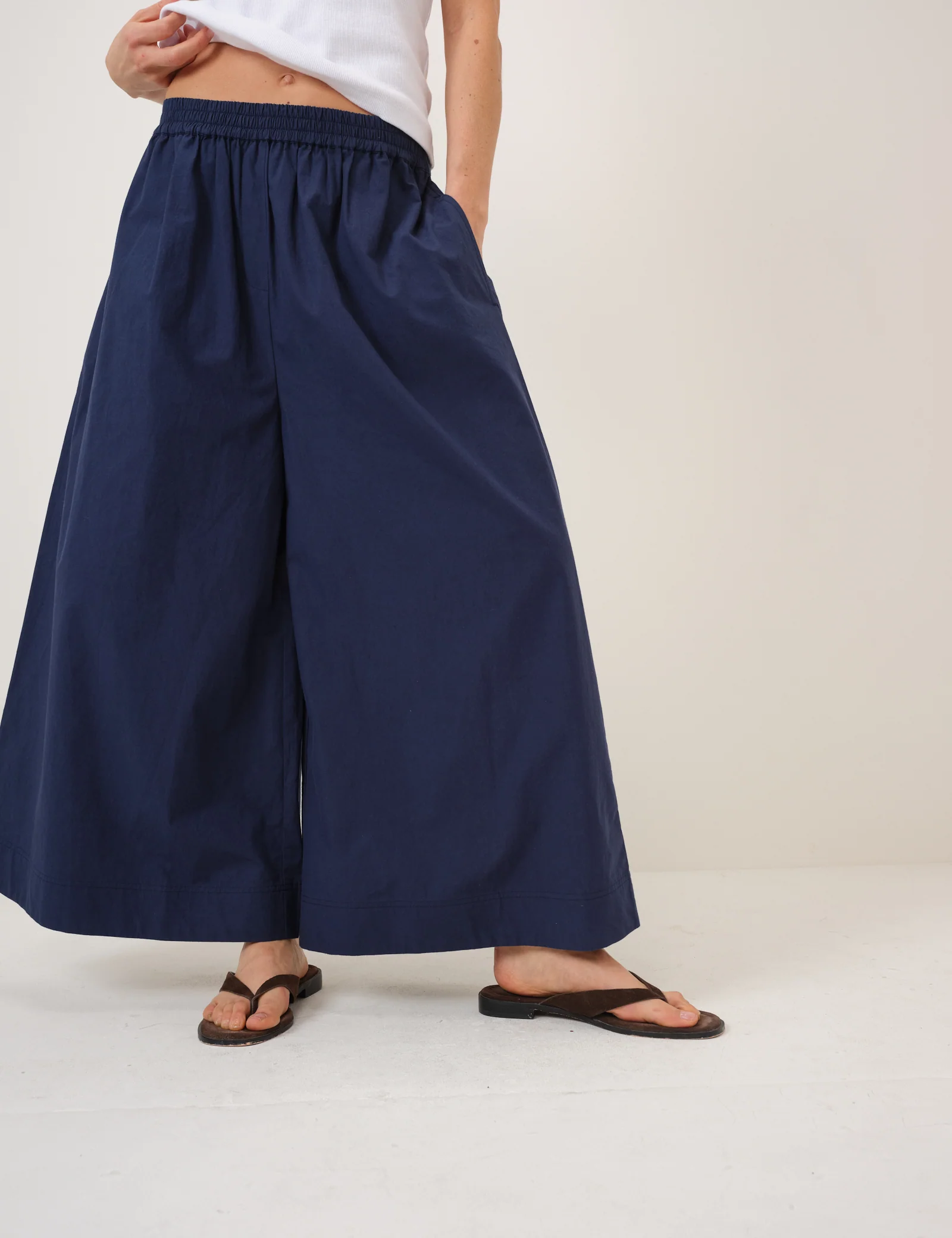 Navy Wide Leg Palazzo Culottes - Image 2