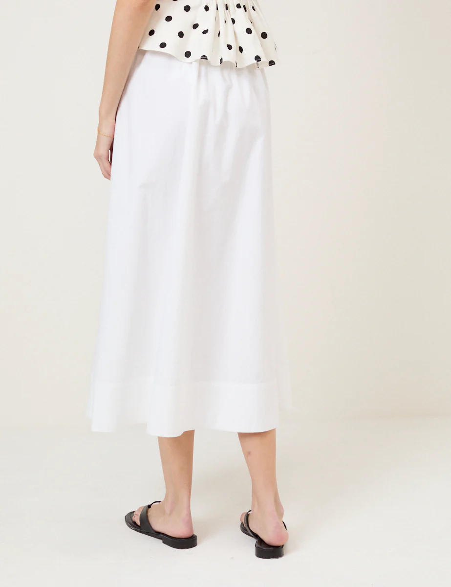 White Poplin Midi Skirt - Image 5