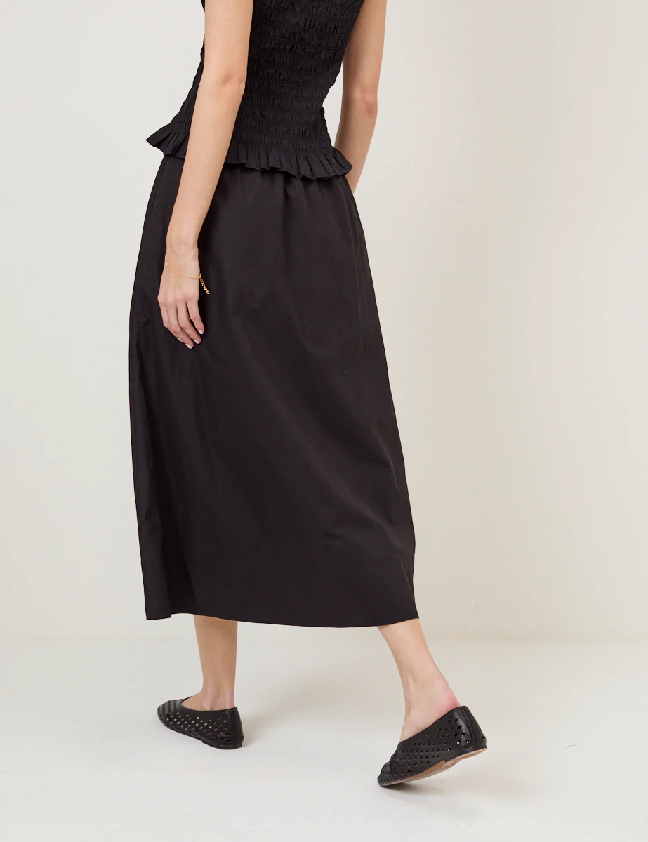 Black Poplin Midi Skirt - Image 4