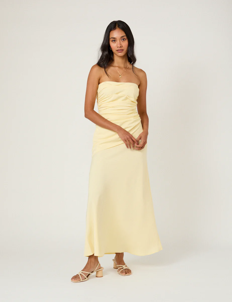 Butter Yellow Bandeau Kiva Midi Dress - Image 2