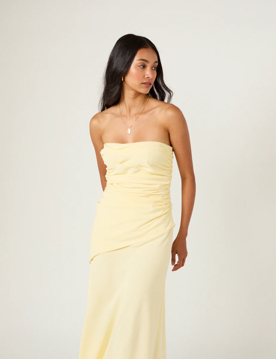 Butter Yellow Bandeau Kiva Midi Dress - Image 3