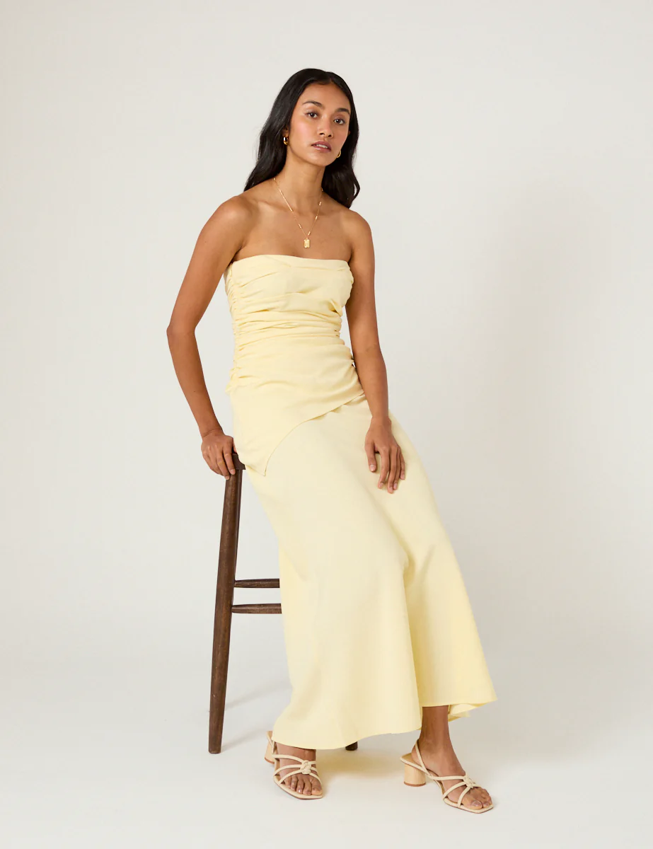 Butter Yellow Bandeau Kiva Midi Dress - Image 6