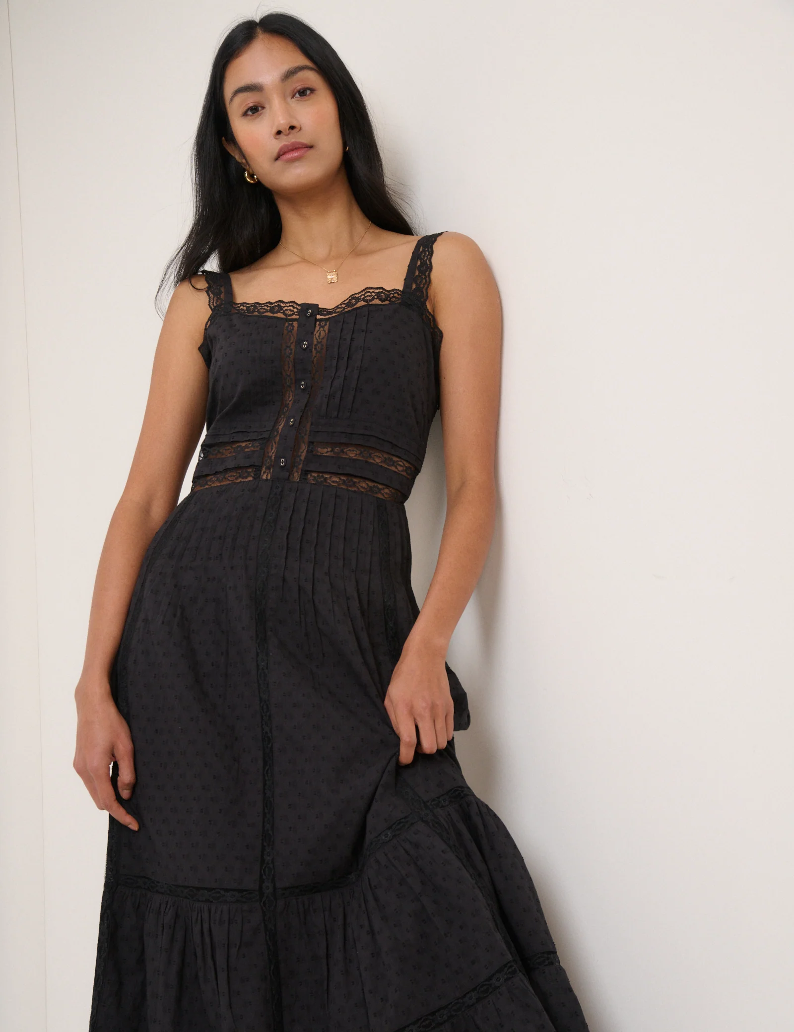 Black Tiered Lennox Midi Dress - Image 4