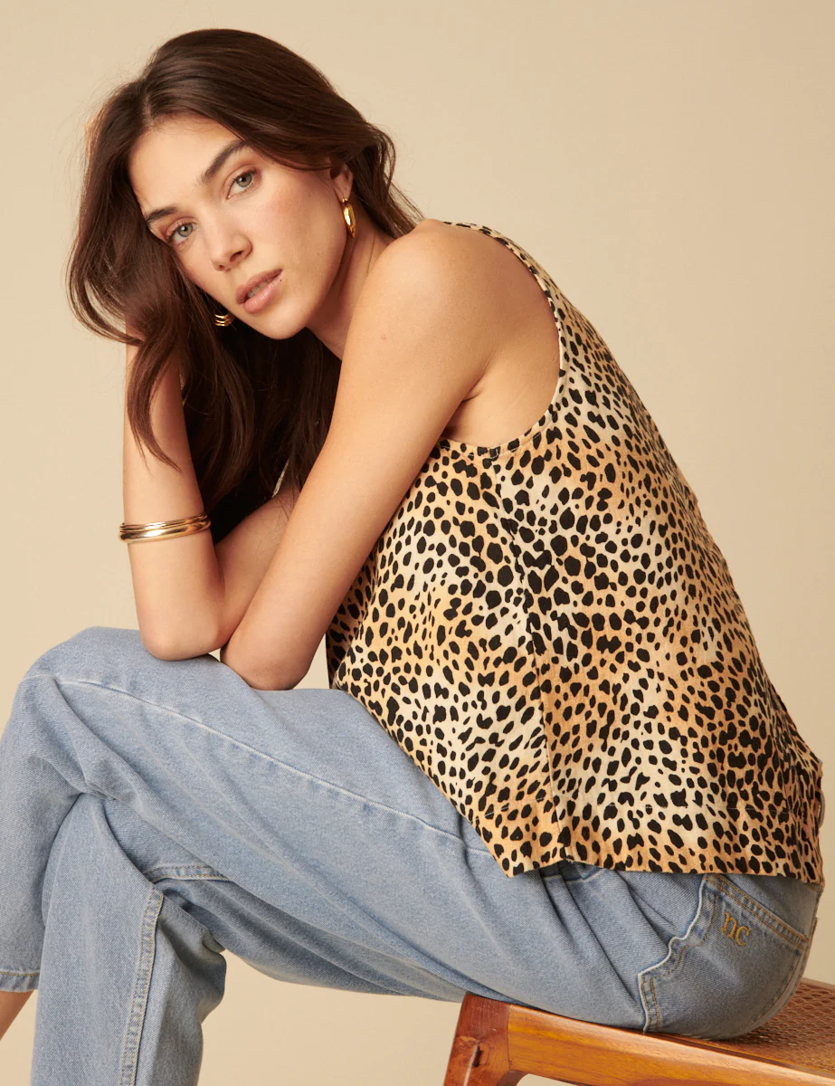 Leopard Linen-blend Swing Top - Image 3