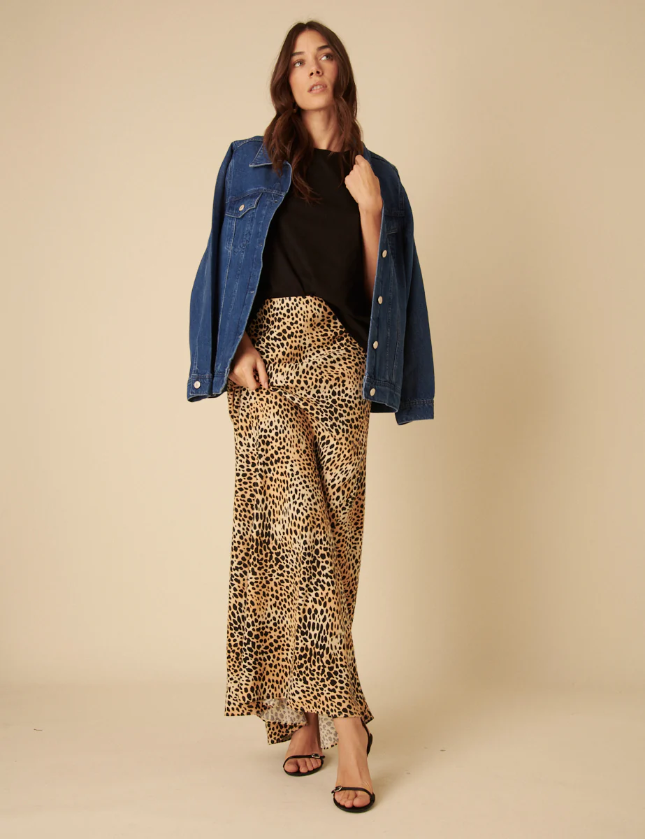 Leopard Print Linen-blend Mila Maxi Skirt - Image 2