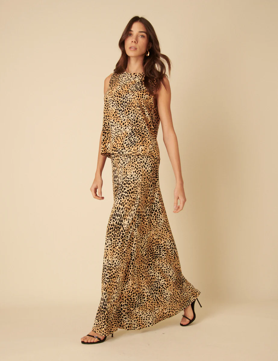 Leopard Print Linen-blend Mila Maxi Skirt - Image 3