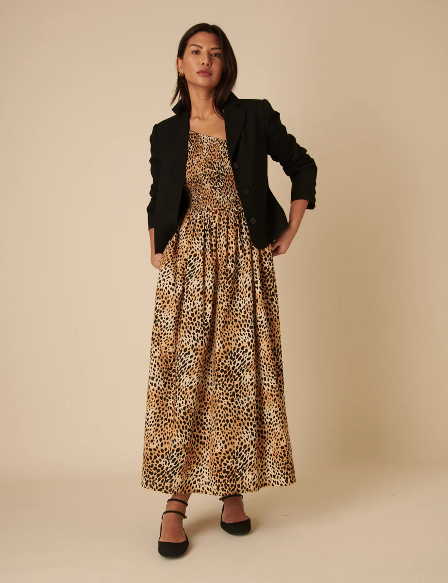 Leopard Print One Shoulder Georgia Midi Dress - Image 3