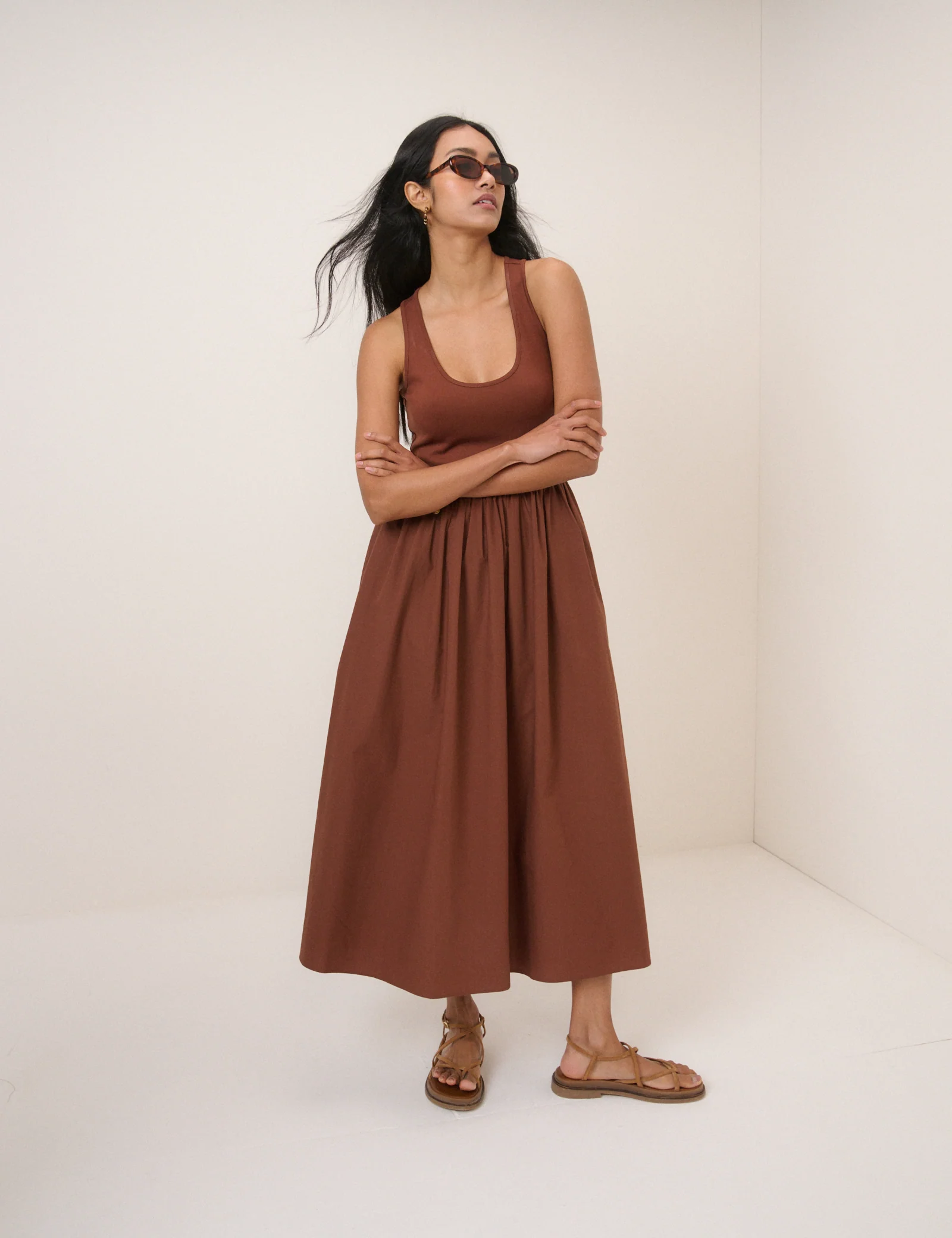 Brown Racer Back Lexie Midi Dress - Image 3