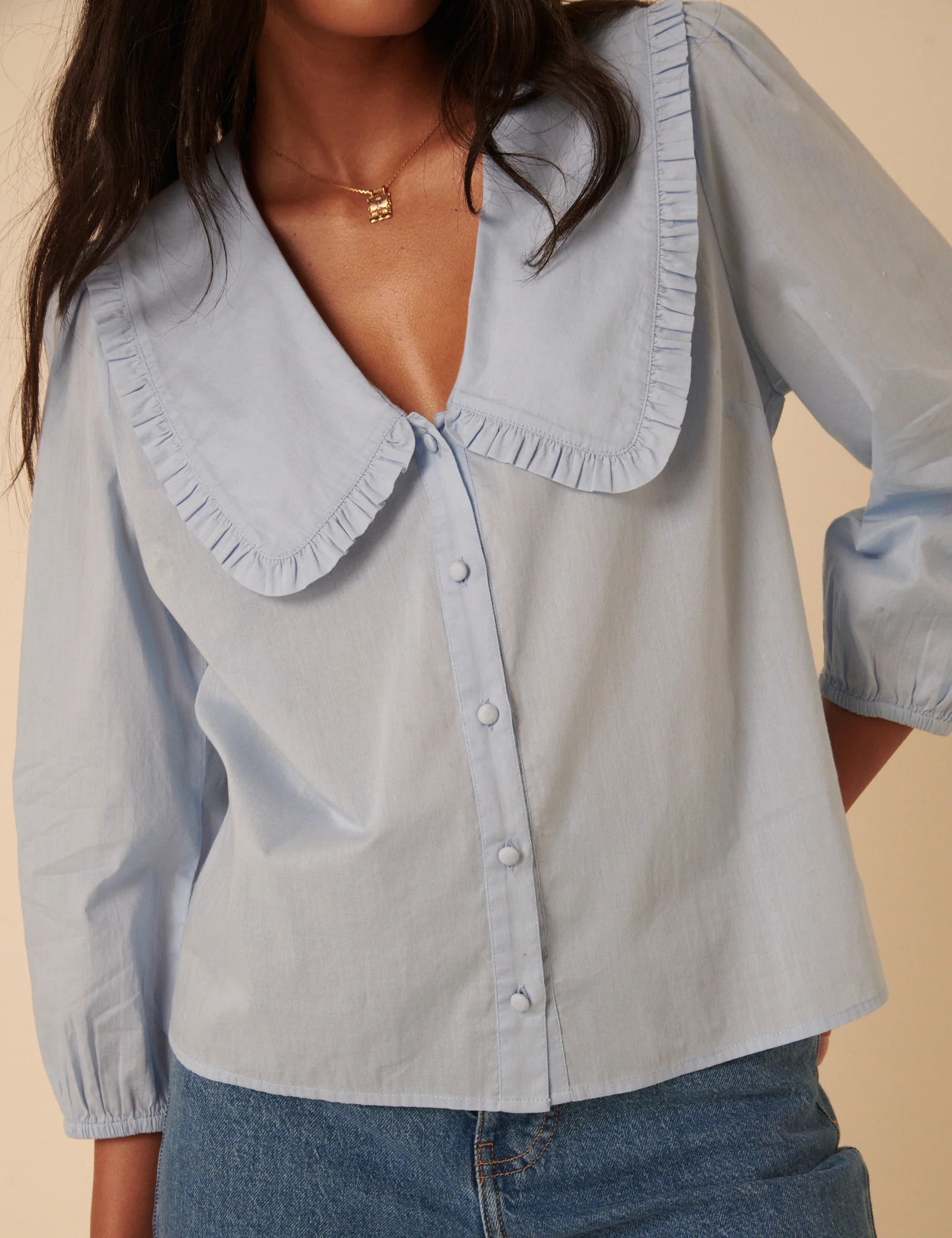 Light Blue Long Sleeve Emmie Blouse - Image 2
