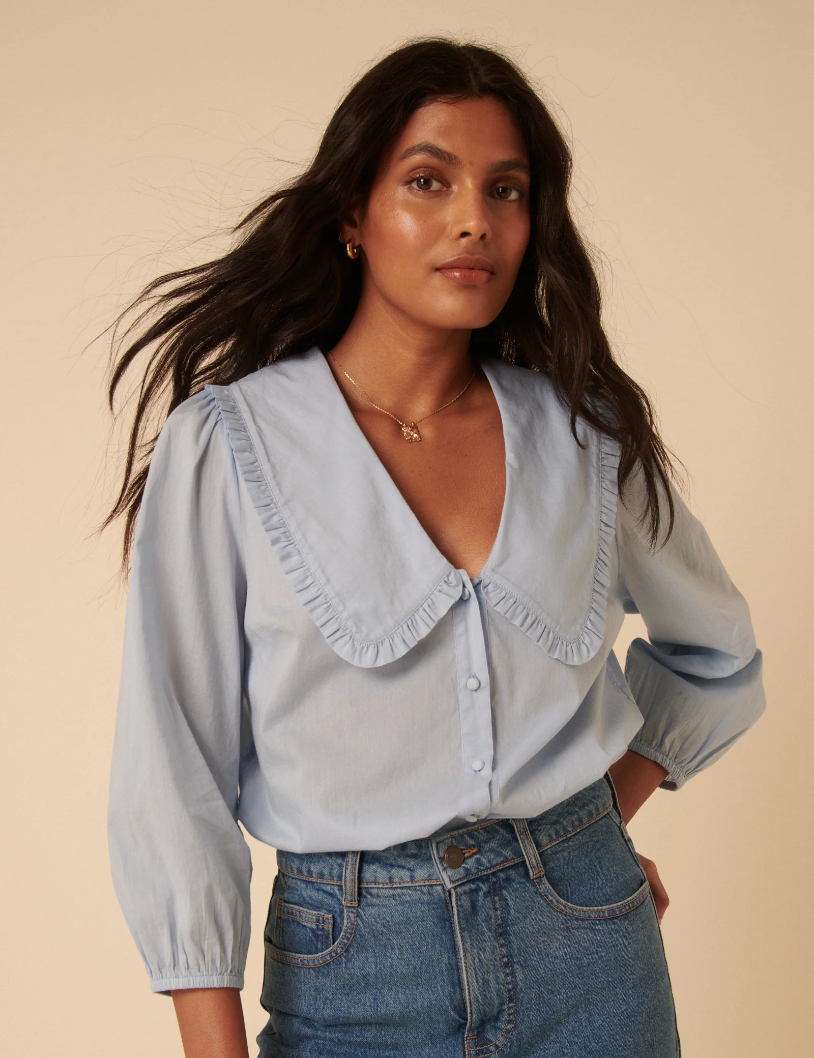 Light Blue Long Sleeve Emmie Blouse - Image 3