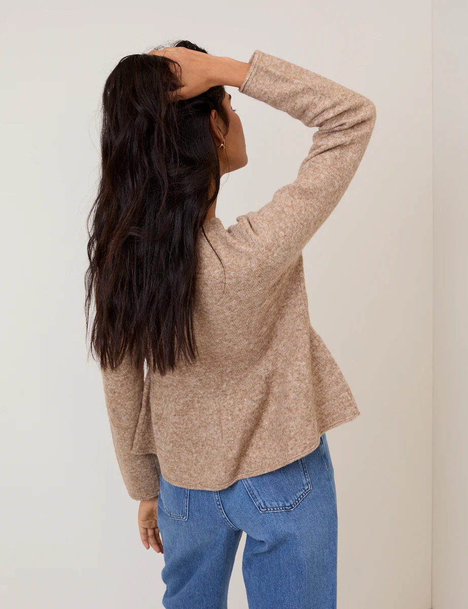 Light Brown Tie Front Peplum Cardigan - Image 5