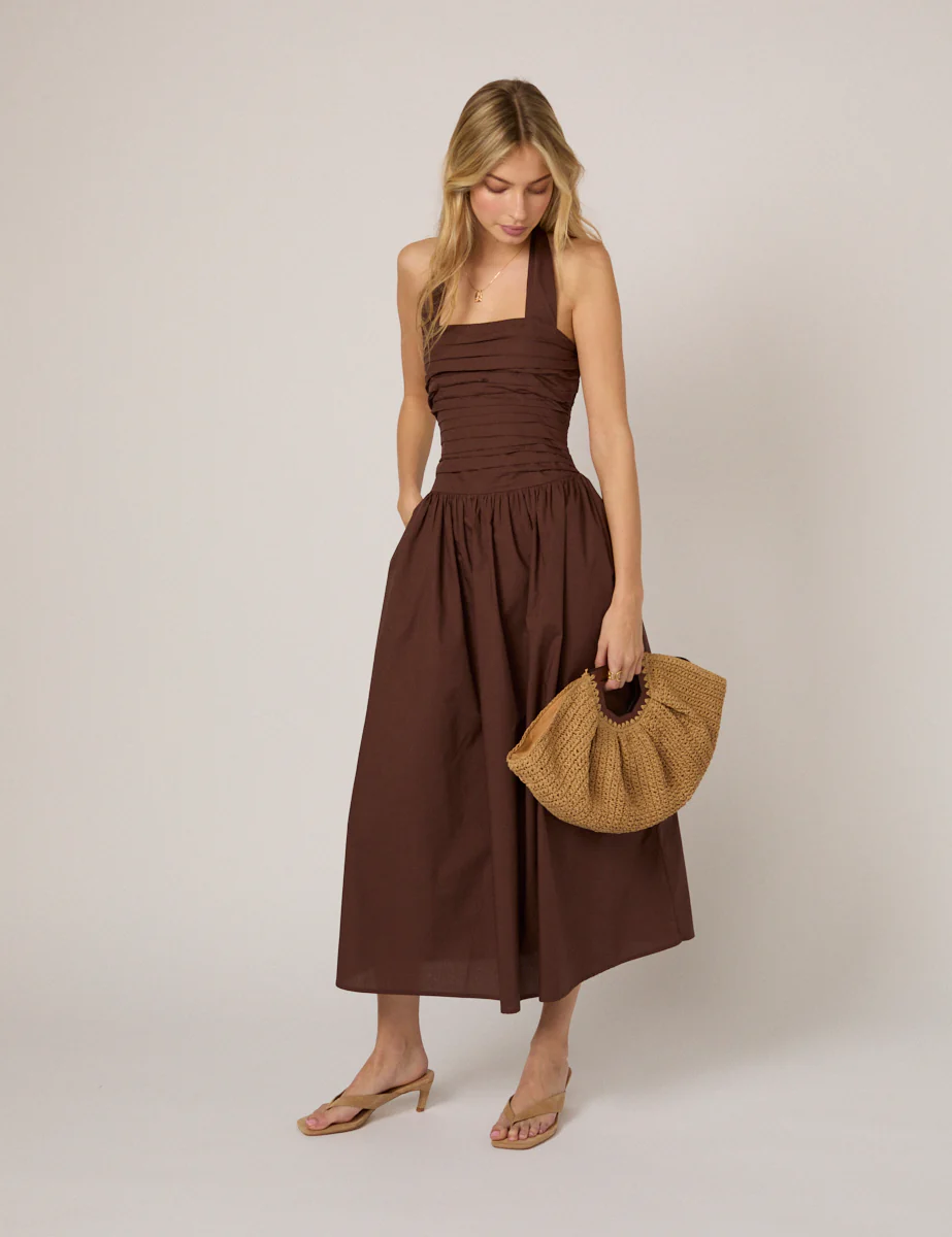 Brown Drop Waist Lilah Midi Dress - Image 4