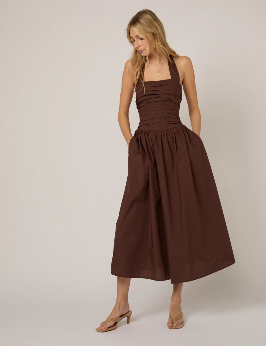 Brown Drop Waist Lilah Midi Dress - Image 5