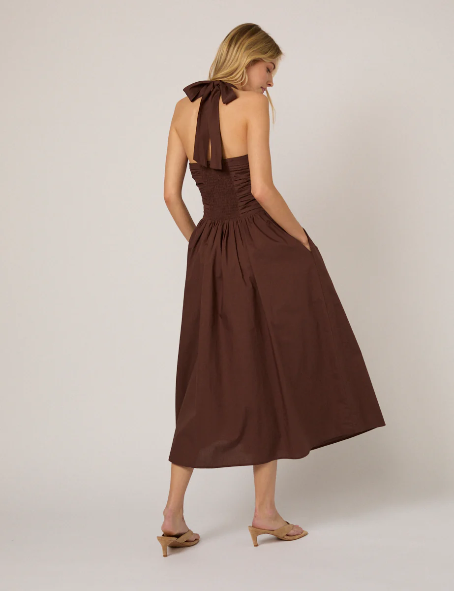 Brown Drop Waist Lilah Midi Dress - Image 6