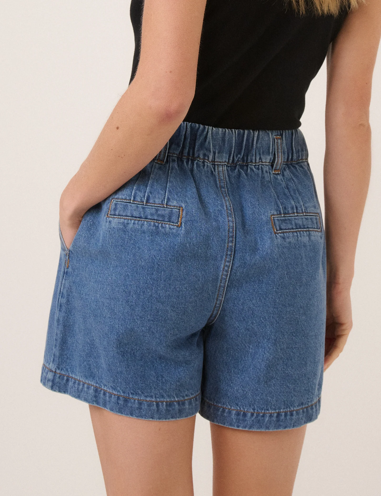 Mid Wash A-Line Denim Shorts - Image 5