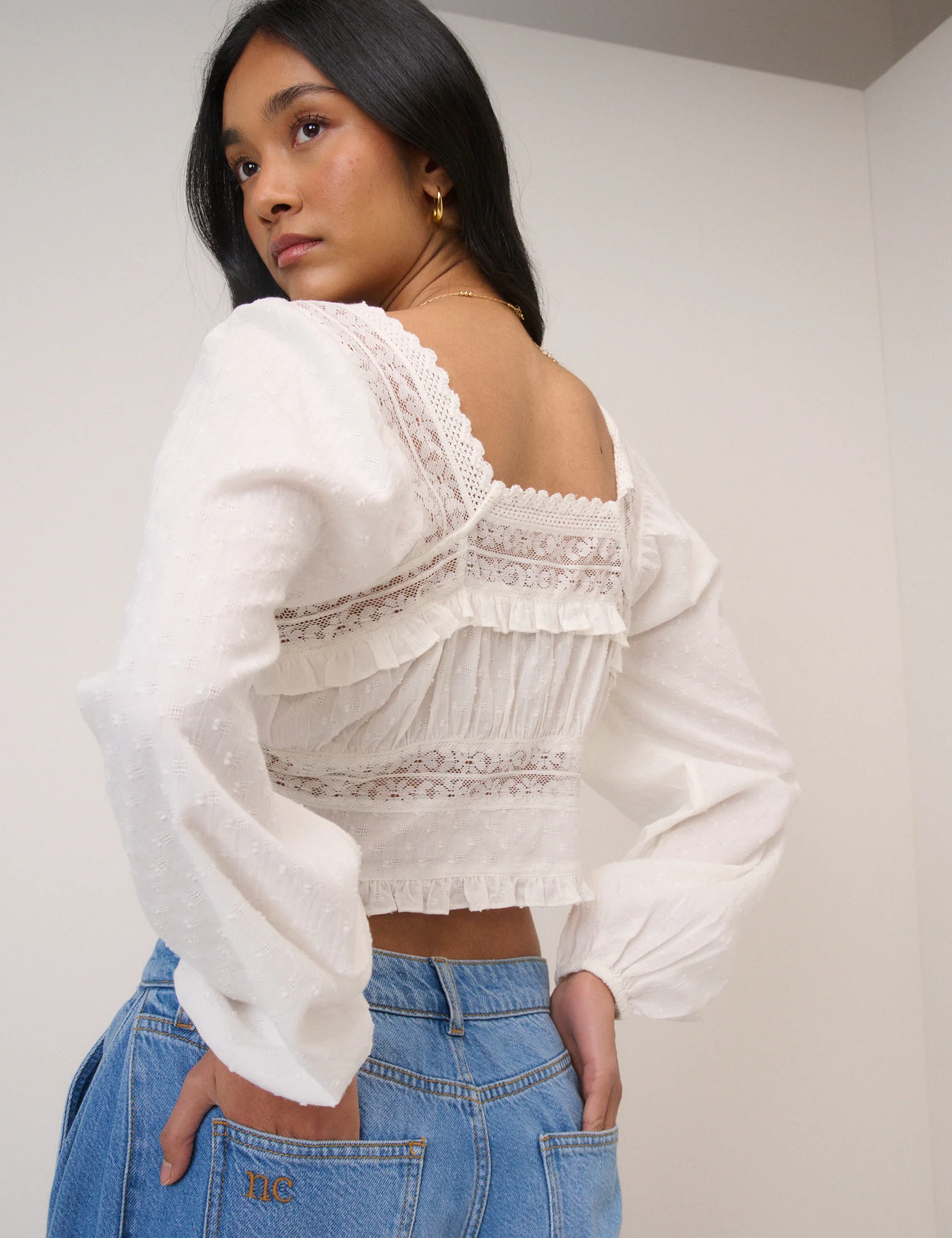 White Dobby Textured Blouse - Image 2